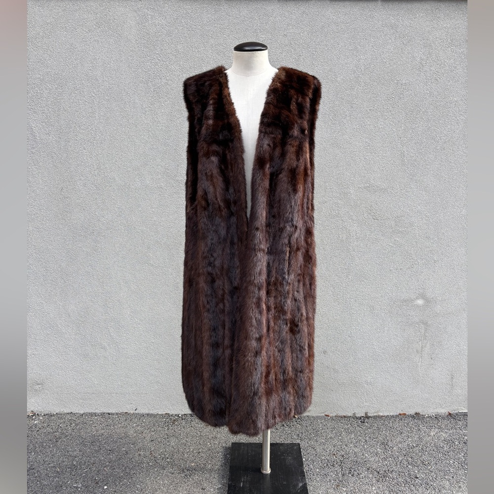 Vintage chocolate mink oversize  sleeve less Fur Coat - Picture 11 of 12